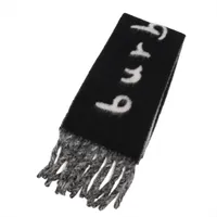 バーバリー ロゴ マフラー アルパカ×ウール×ナイロン ブラック×ホワイト