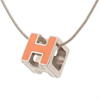 エルメス カージュドアッシュ Hキューブ ネックレス GP シルバー