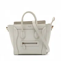 セリーヌ ラゲージ ナノショッパー レザー 2WAYハンドバッグ ホワイト