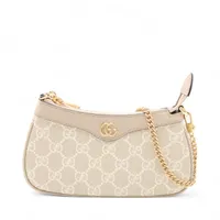 グッチ GGスプリーム PVCxレザー チェーンハンドバッグ ベージュ