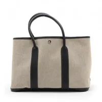 エルメス ガーデンパーティ36 PM トワルアッシュxブッフル ベージュxブラック シルバー金具 刻印不明 オプティカルH