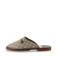 グッチ ホースビット レザー ミュール 8 メンズ ブラウン×ベージュ 655571 GGスプリーム スリッパ 箱 保存袋あり