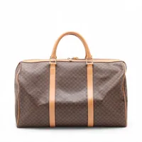 セリーヌ マカダム PVCxレザー ボストンバッグ ブラウン WZ625234