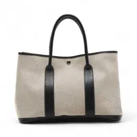 エルメス ガーデンパーティ36 PM トワルアッシュxブッフル ベージュxブラック シルバー金具 □J:2006年