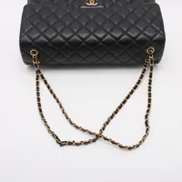 シャネル デカマトラッセ レザー シングルフラップ ダブルチェーン