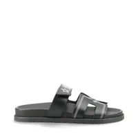 エルメス シプレ レザー サンダル 37.5 レディース ブラック×ホワイト