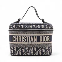 クリスチャンディオール オブリーク キャンバス バニティバッグ ネイビー