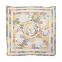 エルメス カレH65 シュヴァルパンク スカーフ カシミヤ×シルク グレー