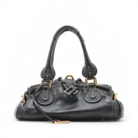 イヴサンローラン ミューズトゥ レザー ハンドバッグ ブラック