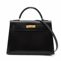 エルメス ケリー32 セリエ ボックスカーフ ブラック ゴールド金具 ○W:1993年