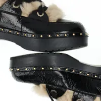 CHANEL シャネル ココマーク ボア ショートブーツ 36 シャネル ココマーク 19K ムートン×レザー ブーツ 36 レディース