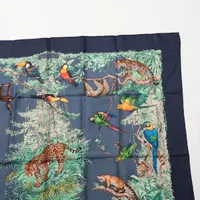 エルメス カレ90 EQUATEUR 赤道直下 スカーフ シルク ネイビー