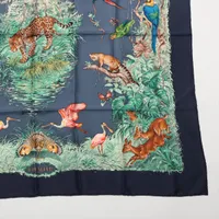 エルメス カレ90 EQUATEUR 赤道直下 スカーフ シルク ネイビー