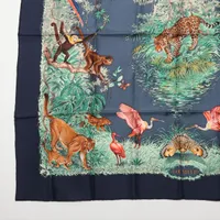エルメス カレ90 EQUATEUR 赤道直下 スカーフ シルク ネイビー