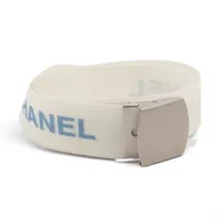 シャネル ロゴ 99S ベルト ナイロン ホワイト