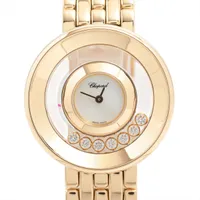 ショパール ハッピーダイヤモンド YG YG QZ ホワイトシェル文字盤