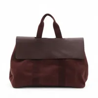エルメス ヴァルパライソGM トワルシェブロンxレザー ブラウン シルバー金具