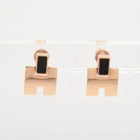 エルメス アイリーン ピアス(両耳用) GP ローズゴールド×ブラック