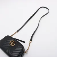 グッチ GGマーモント レザー チェーンショルダーバッグ ブラック