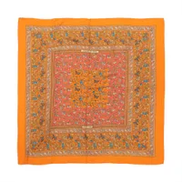 エルメス カレジェアン CHASSE EN INDE インドの狩猟 ストール カシミヤ×シルク オレンジ