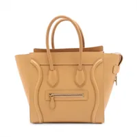 セリーヌ ラゲージ ファントム レザー ハンドバッグ ライトグレー