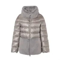 美品✨ヘルノ 大きいサイズ キュプラダウンコート PI0816D グレー 48 HERNO（ヘルノ） ダウンコート DIAGONAL WOOL AND NUAGE PARKA 大きい