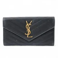 サンローランパリ YSLライン CFP414567 レザー 長財布 グレージュ