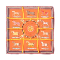 エルメス カレ90 editees par 競走馬 スカーフ シルク オレンジ editees par 競走馬