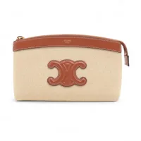 セリーヌ トリオンフ キャンバス×レザー ポーチ ブラウン