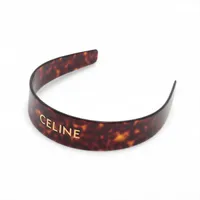 セリーヌ ロゴ カチューシャ プラスチック ブラウン