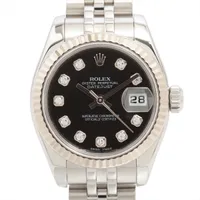 ロレックス レディ デイトジャスト 179174G SS×WG SS AT ブラック文字盤