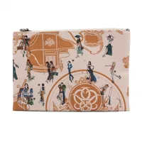 エルメス シルキーポケット シルク ポーチ ベージュ×ブラウン シルバー金具 Y:2020年