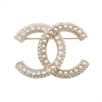 シャネル ココマーク L22B ブローチ GP×ラインストーン×フェイクパール シルバー