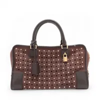 ロエベ アマソナ28 レザー×ハラコ ハンドバッグ レオパード A1230834