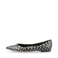 ヴァレンティノガラヴァーニ ロックスタッズ レザー フラットパンプス 37 レディース ブラック×ホワイト ドット 袋 箱付