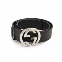 グッチ インターロッキングG ベルト 85 レザー ブラック