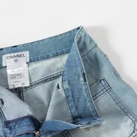 シャネル コットン ショートパンツ 34 レディース ブルー P40178V29112
