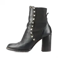 ヴァレンティノガラヴァーニ ロックスタッズ レザー サイドゴアブーツ 35 1/2 レディース ブラック ゴムほつれ 全体スレ