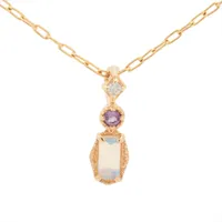 スタージュエリー ダイヤ エメラルド ネックレス K18(YG) 1.2g 0.04