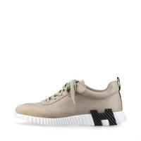 エルメス バウンシング レザー×スエード スニーカー 41.5 メンズ ベージュ 履きシワ有