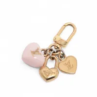 ロエベ ハート チャーム レザー ボルドー×ピンク チェーン A2828910