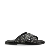 Dior DIOR ALIAS Leather x fabric Sandals 43 Men's Black x Beige