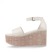 エルメス イリュージョン 24年 レザー ウェッジソールサンダル 37.5 レディース ライトグレー ファサード ストラップ 厚底 保存袋あり