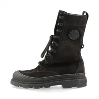 モンクレール ヴェラ 25年 スエード ブーツ 37 レディース ブラック ロゴ ミドルブーツ 厚底 ラバーソール