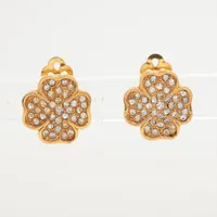 シャネル クローバー 2186 イヤリング(両耳用) GP×ラインストーン ゴールド