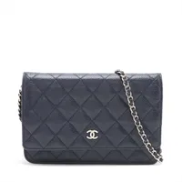 シャネル マトラッセ ラムスキン チェーンウォレット ブラック