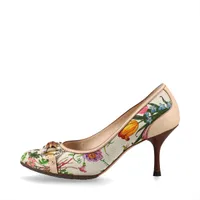 グッチ キャンバス×レザー パンプス 36C レディース マルチカラー 138711 フラワー バンブー ビット ライニングとインソールにスレあり