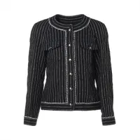 CHANEL シャネル ココボタン リネン ジャケット シャネル ココボタン 23年 ウール×リネン ノーカラージャケット 36