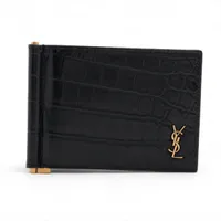 サンローランパリ YSLライン ART607738 クロコ型押し ブラック