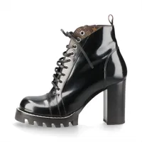 ヴィトン スタートレイルライン レザー ブーツ 38 レディース ブラック×ブラウン MA0139 モノグラム